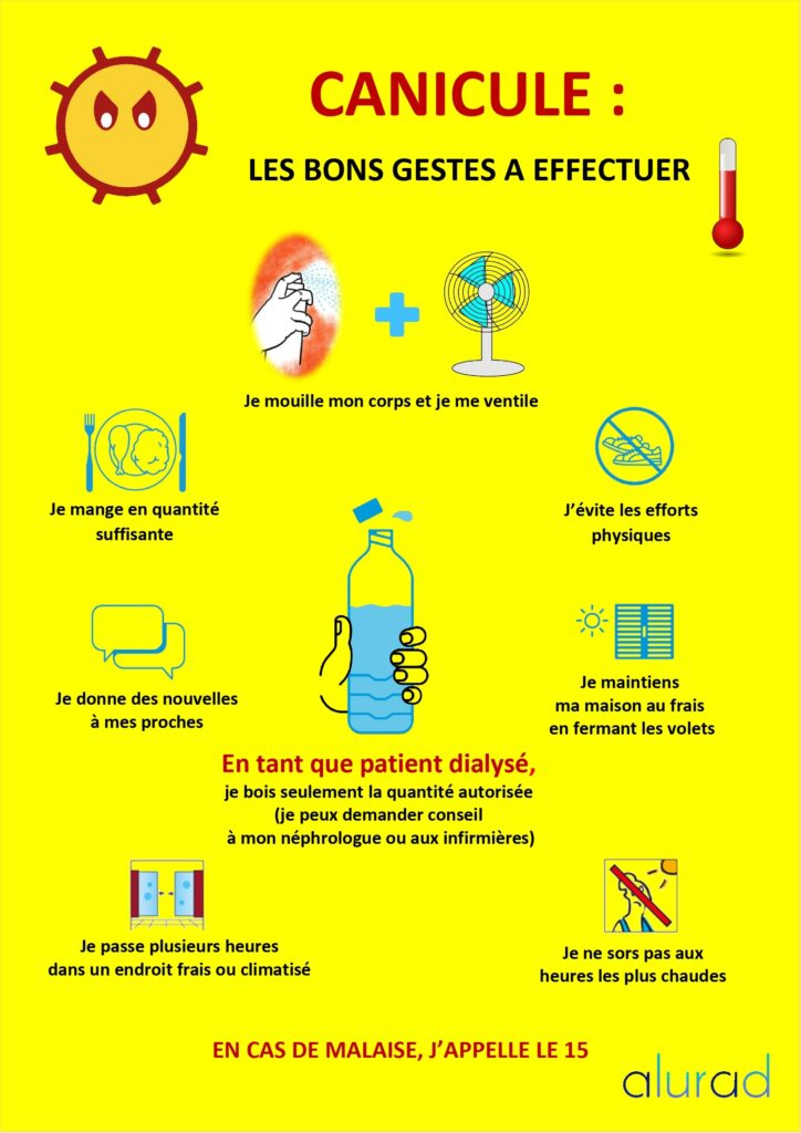 En prévision de la canicule, l’Alurad rappelle quelques conseils aux patients dialysés pour se protéger.